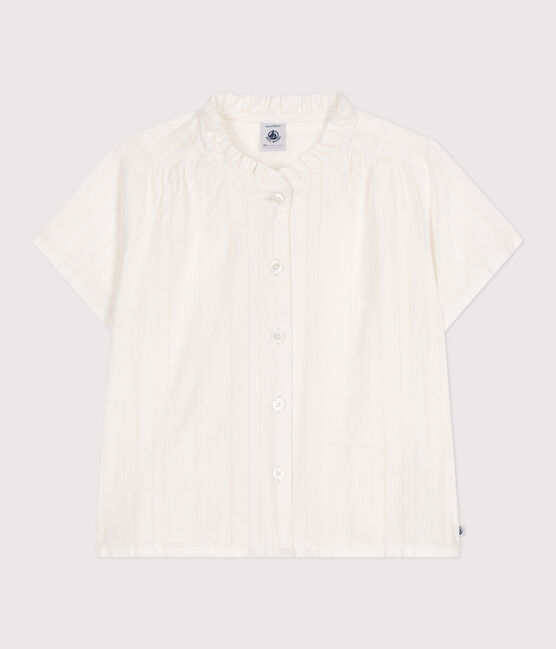 Blusa a maniche corte in cotone tinta unita bambina bianco ECUME