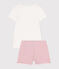 Pigiama corto in cotone bambina bianco MARSHMALLOW/rosa CHARME