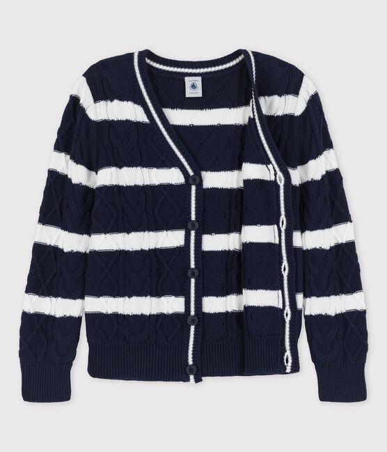 Cardigan in cotone bambino blu SMOKING/bianco MARSHMALLOW