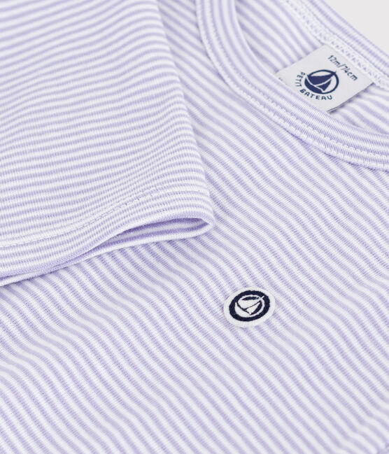 T-shirt a maniche lunghe in cotone a righe neonato bianco SQUAW/ MARSHMALLOW