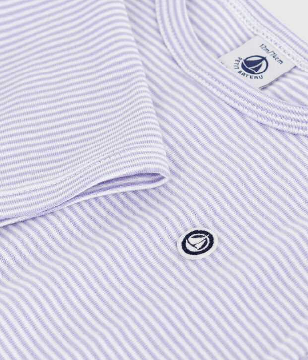 T-shirt a maniche lunghe in cotone a righe neonato viola/bianco