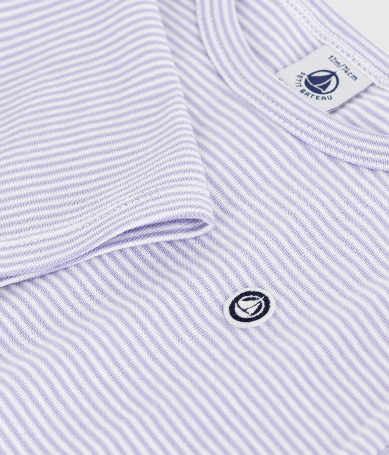 T-shirt a maniche lunghe in cotone a righe neonato viola/bianco