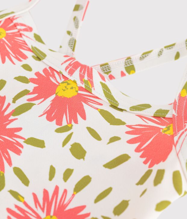 Costume da bagno intero a fiori bambina bianco/multicolore