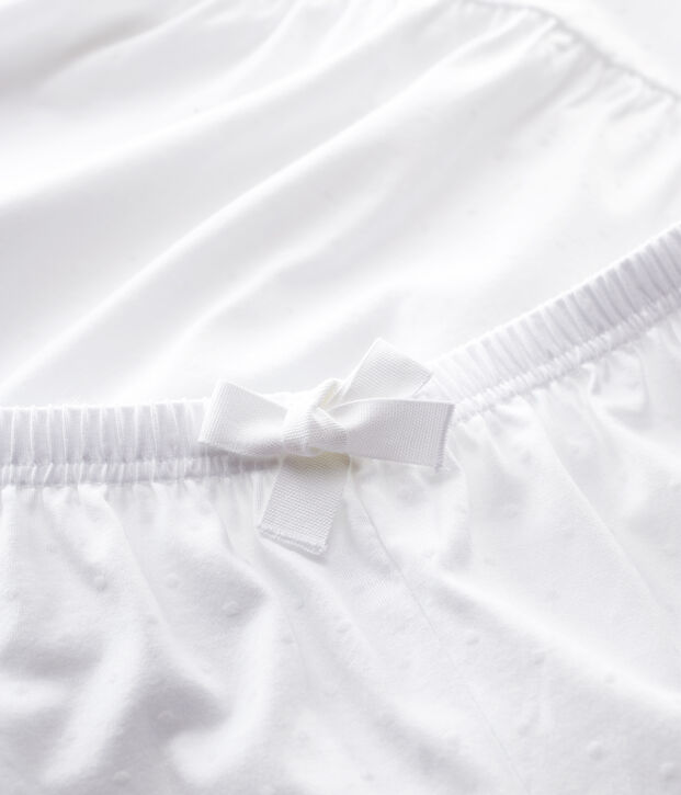 Pigiama corto bianco ragazza-donna in cotone sottile bianco