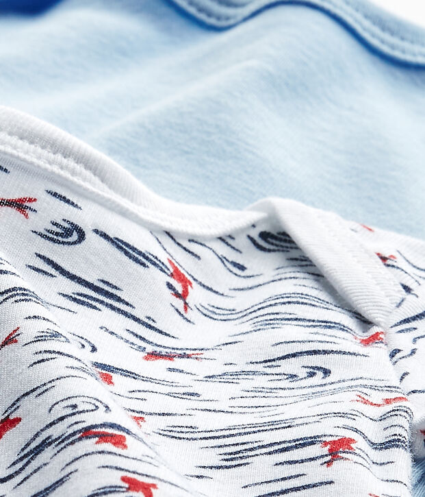 Lotto di 2 bodies per beb&eacute; maschio a maniche corte bianco