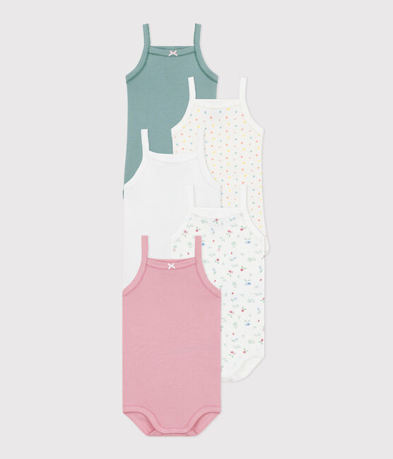 Set di 3 body con spalline in cotone a fiori neonato variante 1