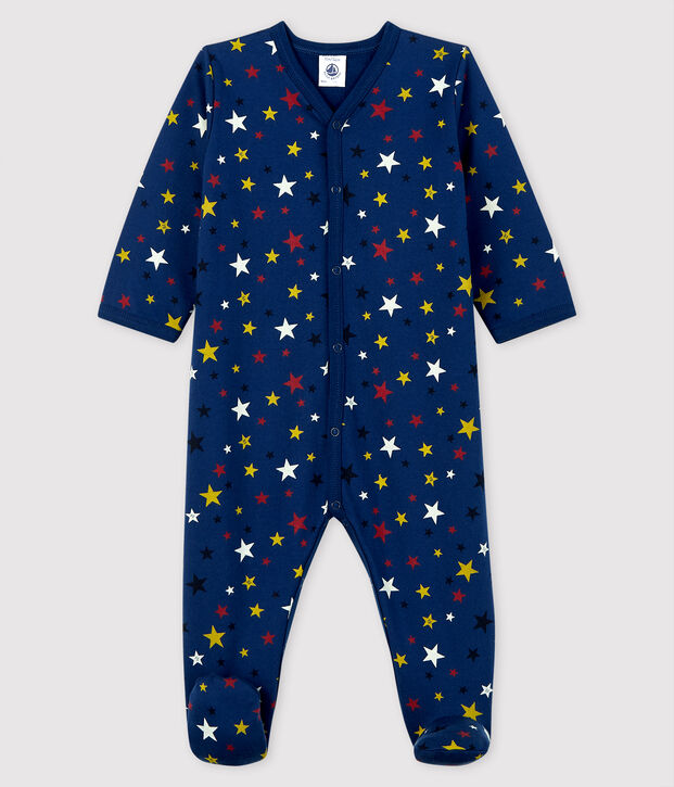 Pigiama tutina notte stellata neonato in tessuto felpato blu/multicolore