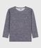 T-shirt a maniche lunghe in misto lana e cotone a righe bambino blu SOIR/ MARSHMALLOW