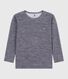 T-shirt a maniche lunghe in misto lana e cotone a righe bambino