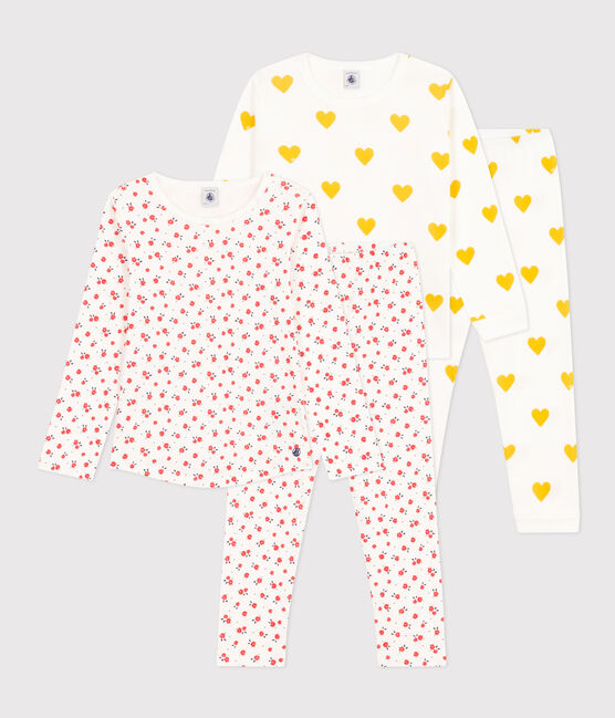 Confezione da 2 pigiami a cuori e a fiori bambina in cotone variante 1