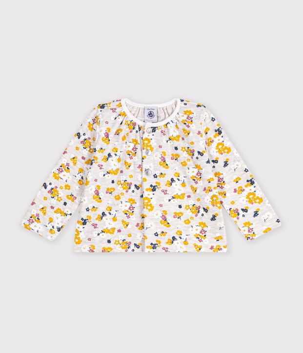 Cardigan beb&egrave; femmina in tubique beige/multicolore
