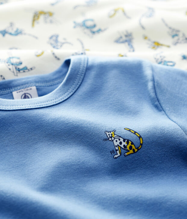 Cofezione da 2 t-shirt bambino a maniche corte fantasia pantere in cotone biologico multicolore