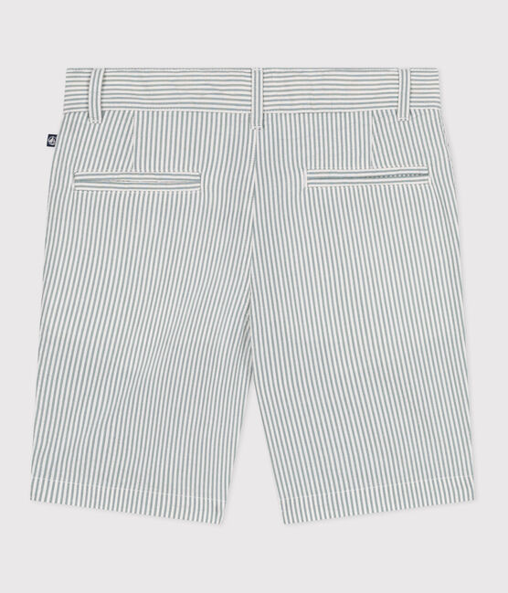 Bermuda in cotone a righe bambino bianco MARSHMALLOW/blu BRUT