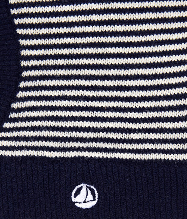 Passamontagna in cotone beb&egrave; blu/bianco