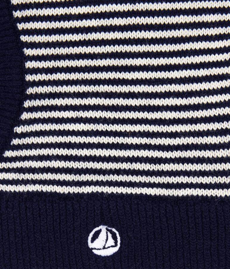 Passamontagna in cotone beb&egrave; blu/bianco