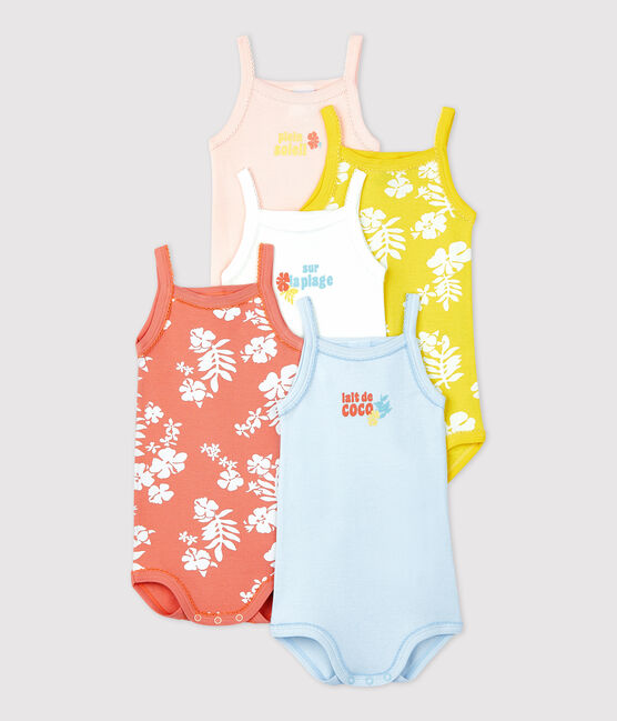 Set di 5 body Hawaii con spalline per bebè in cotone variante 1