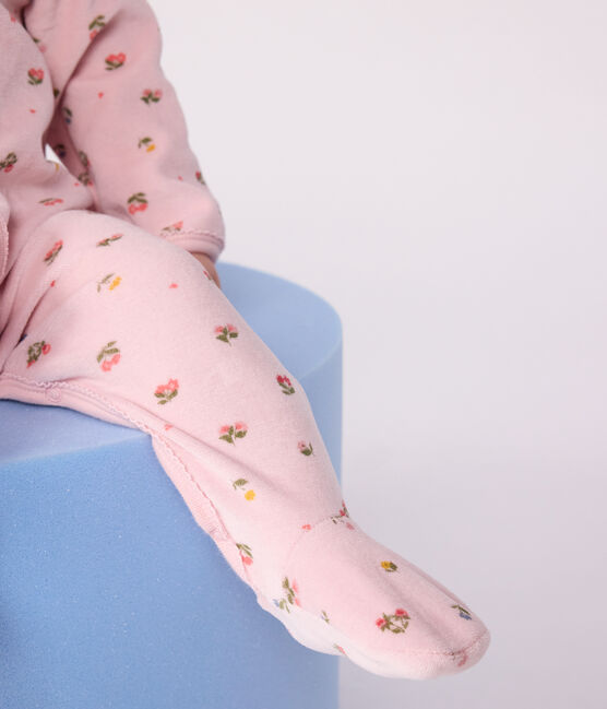 Pigiama in ciniglia con stampa a fiori neonato rosa JOLI/bianco MULTICO