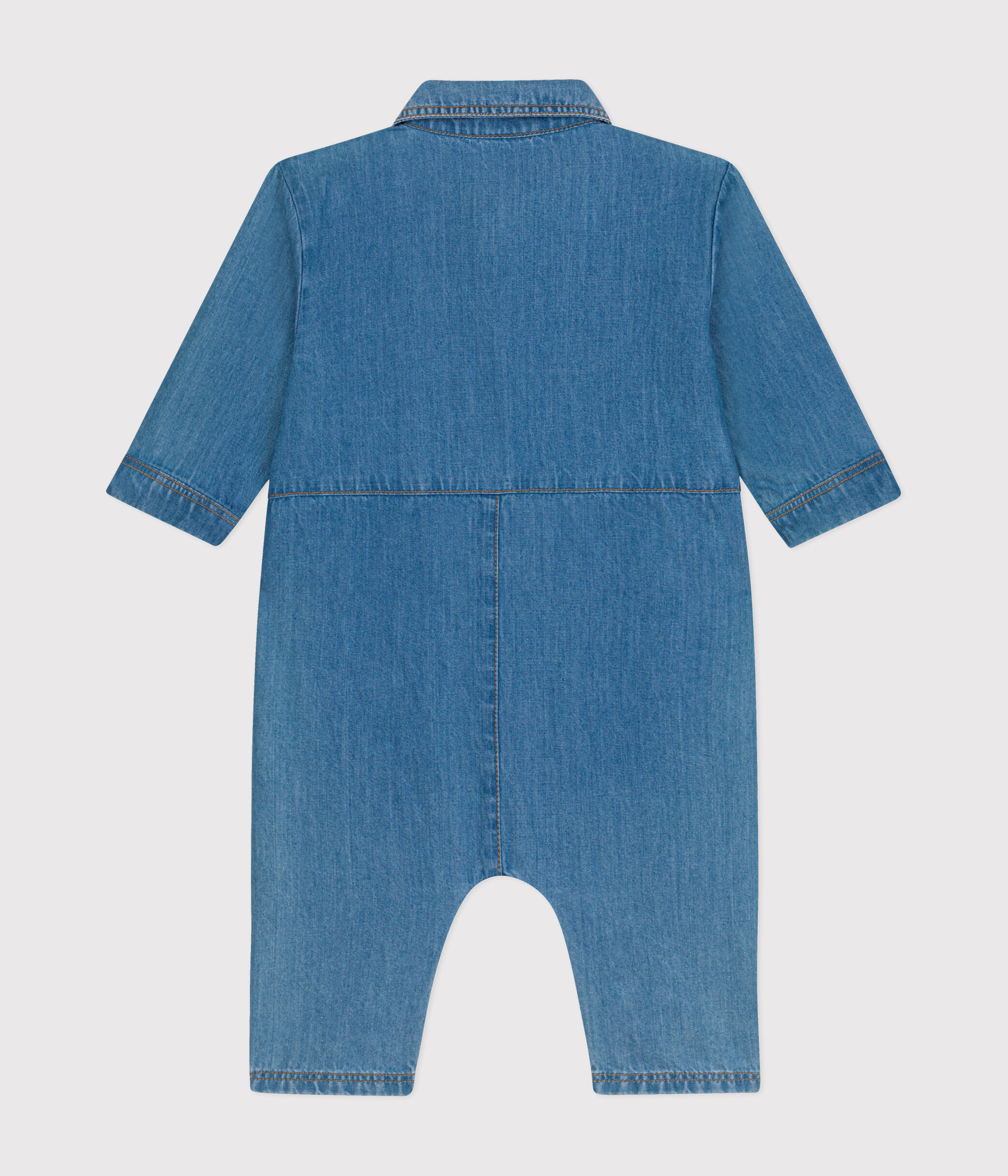 Tutina lunga bebè in denim DENIM CLAIR Petit Bateau