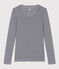 T-shirt second skin in cotone leggero a righe donna blu SMOKING/bianco MARSHMALLOW