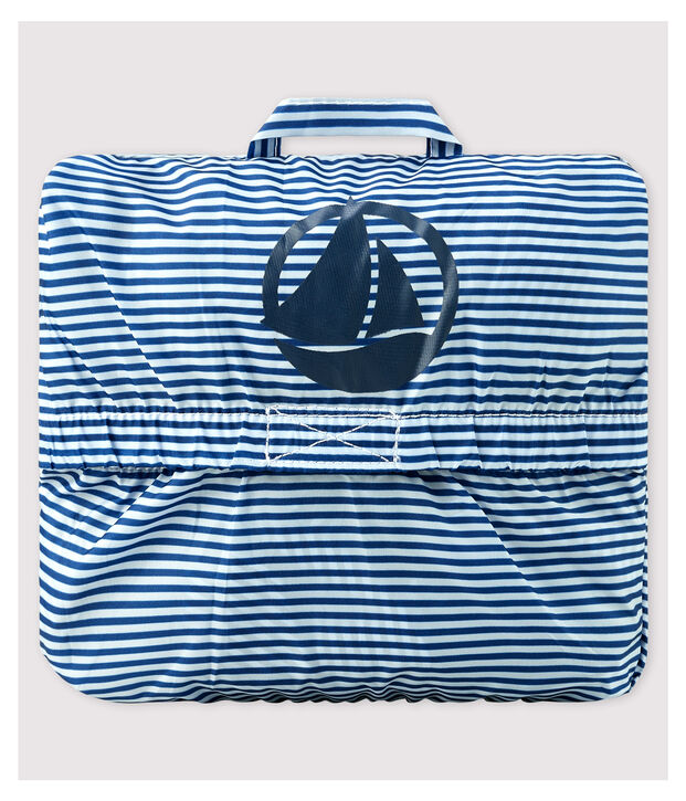 Giacca a vento in poliammide riciclato beb&egrave; femmina/maschio blu/bianco