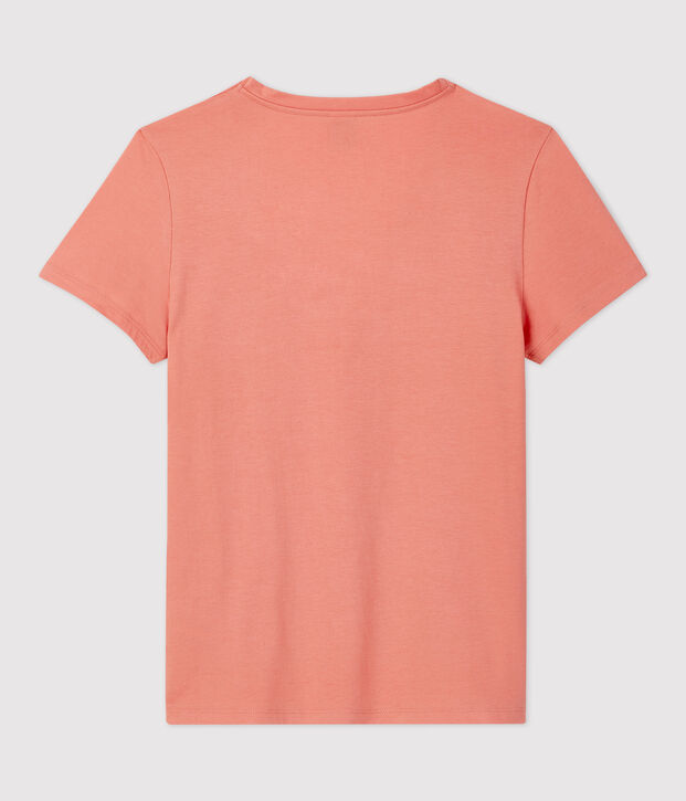 T-shirt TAGLIO REGULAR scollo a V in cotone bio Donna rosa
