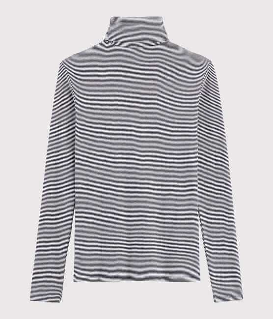 Dolcevita iconico in cotone a righe Donna blu SMOKING/bianco MARSHMALLOW