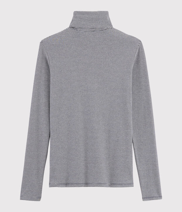 Dolcevita iconico in cotone a righe Donna blu/bianco