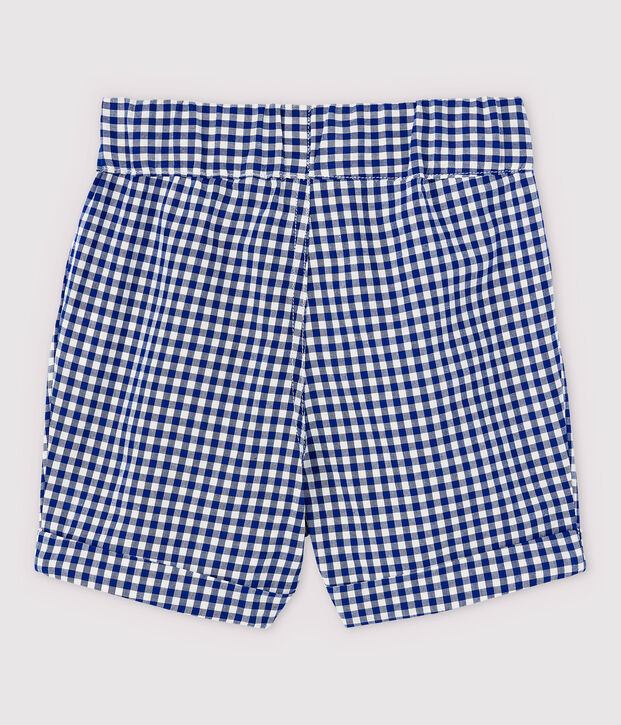 Pantaloncini a quadretti vichy in ordito e trama beb&egrave; maschio blu/bianco