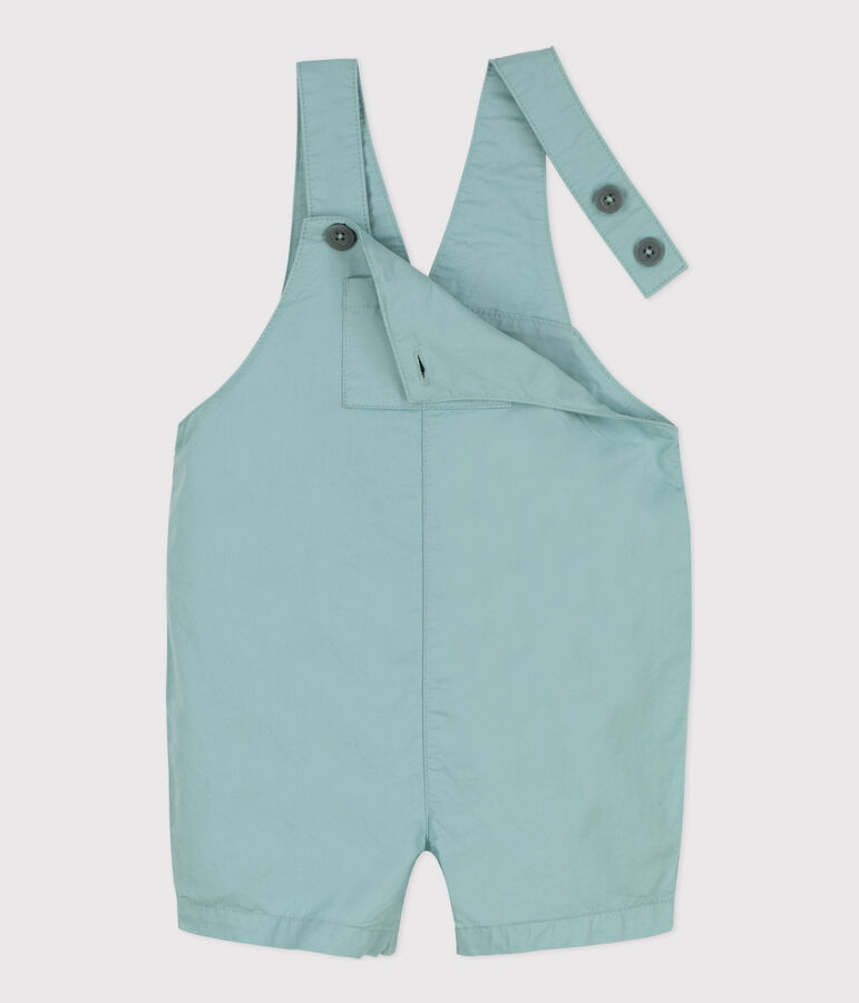 Salopette corta beb&egrave; in tessuto serge verde