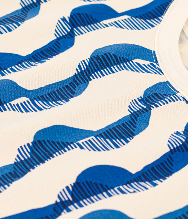 T-shirt a maniche corte in cotone bambina ecru/multicolore