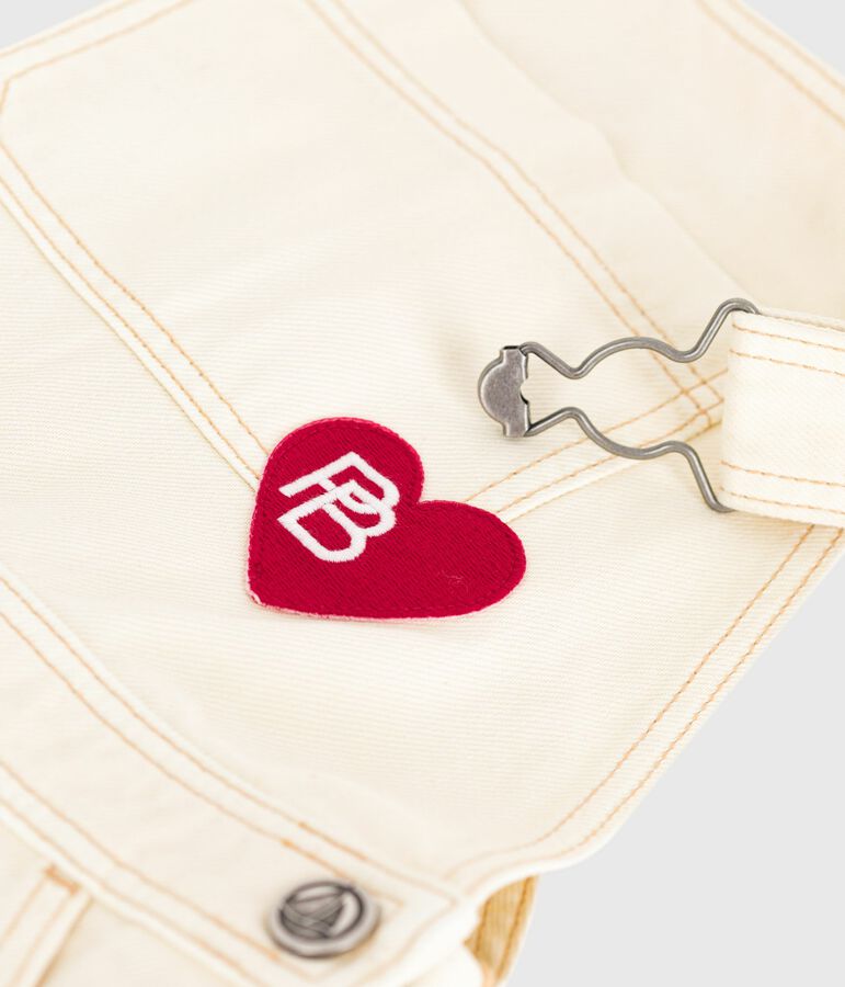 Salopette in denim tinta unita bambina ecru