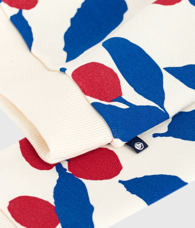 Felpa in cotone stampato bambino ecru/multicolore