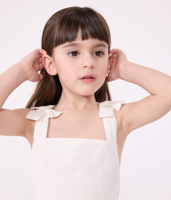 Abito lungo con spalline in cotone tinta unita bambina bianco ECUME