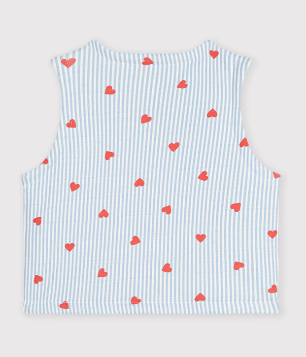 Cardigan senza maniche double face in cotone con stampa a cuori neonato bianco/multicolore