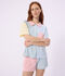 Pigiama con pantalonicini da donna in cotone a righe e bottoni sul davanti bianco/multicolore
