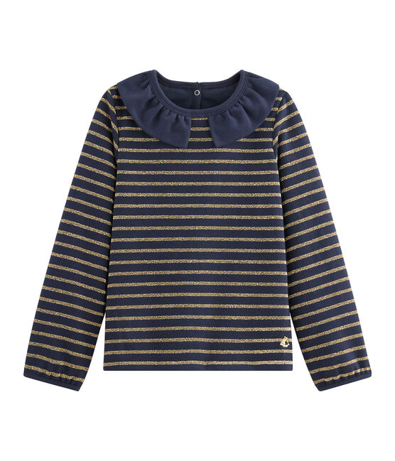 T-shirt in jersey bambina blu SMOKING/giallo OR