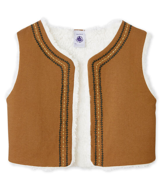 Gilet smanicato per bambina marrone BRINDILLE