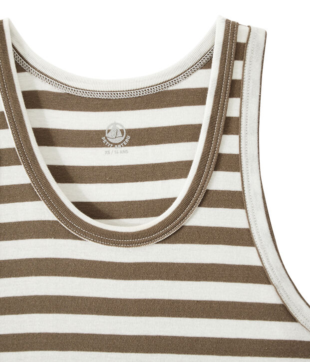 Canotta donna in costina originale 1x1 marrone/bianco