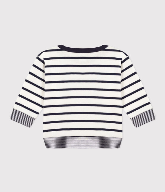 T-shirt a manica lunga in cotone a righe per bebè bianco MARSHMALLOW/blu SMOKING