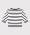 T-shirt a manica lunga in cotone a righe per bebè bianco MARSHMALLOW/blu SMOKING