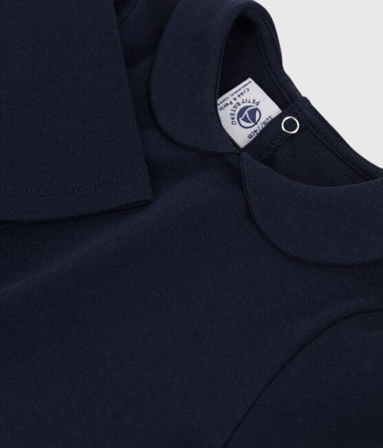 Blusa a maniche lunghe in cotone per neonati blu SMOKING