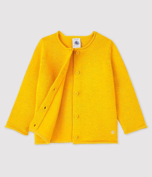 Cardigan a maniche lunghe beb&egrave; femmina giallo