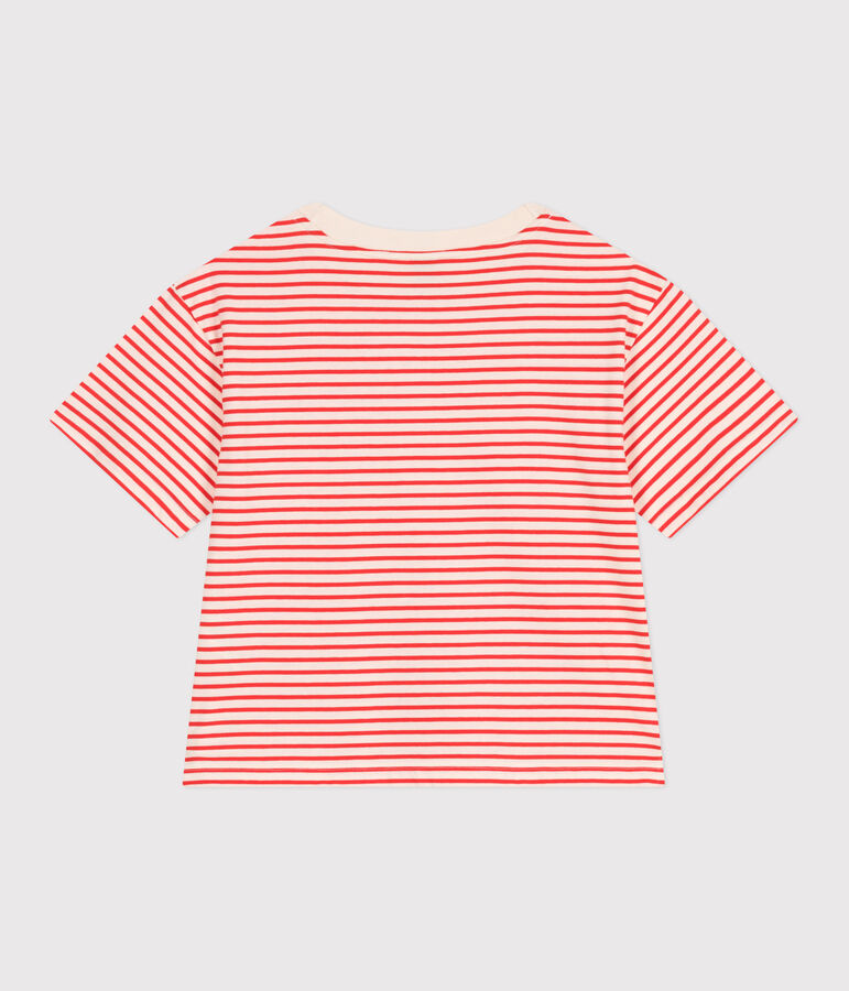T-shirt Le Boxy in cotone a righe donna ecru/rosso