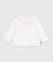 T-shirt a maniche lunghe in cotone tinta unita neonato bianco