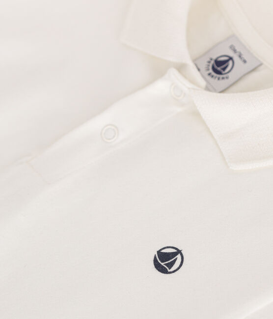 Polo bebè in cotone a manica corta bianco MARSHMALLOW