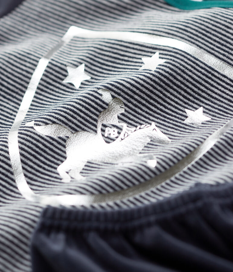 Pigiama bambino da cavaliere in ciniglia blu SMOKING/bianco MULTICO