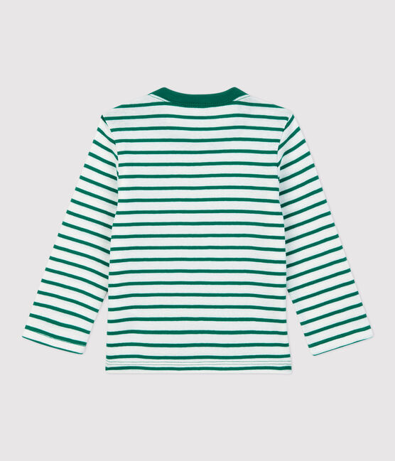T-shirt a righe in cotone bébé bianco MARSHMALLOW/ PIVERT