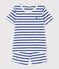 Pigiama corto bambino a righe in cotone bianco MARSHMALLOW/blu SURF