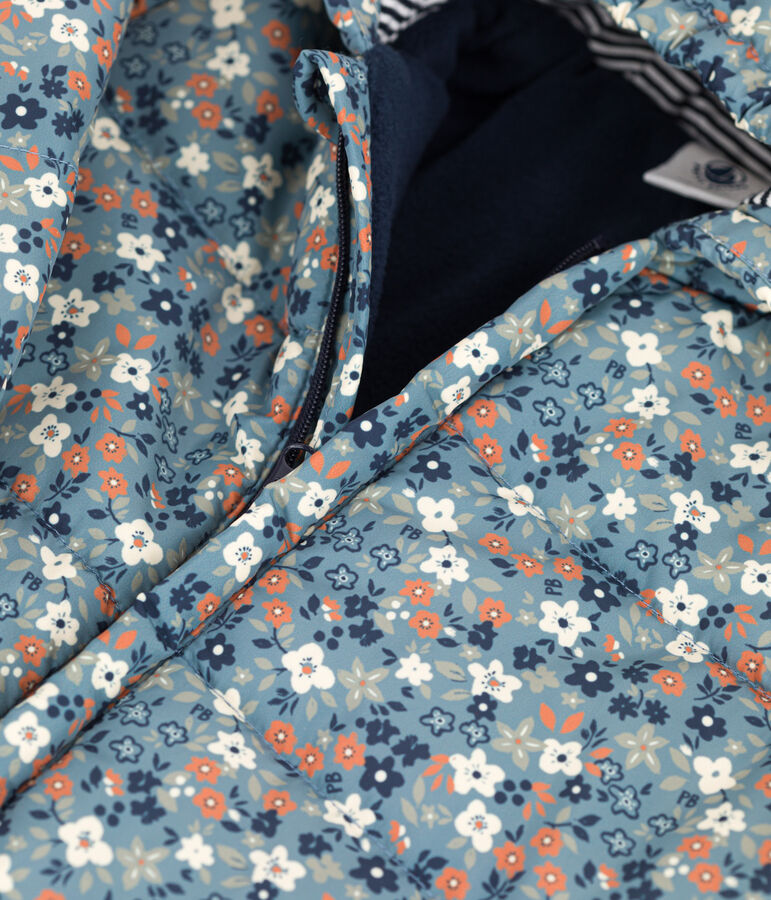 Tutina imbottita in materiale riciclato con motivo stampato blu/multicolore