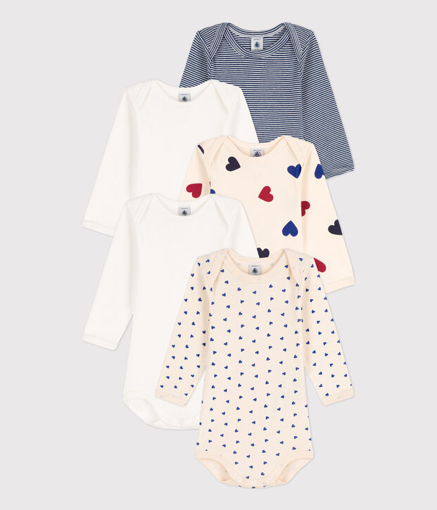 Confezione da 5 body a maniche lunghe beb&egrave; cotone multicolore